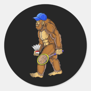 Bigfoot Badminton Shuttle Art Sports Classic Round Sticker