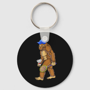 Bigfoot Badminton Shuttle Art Sports Key Ring