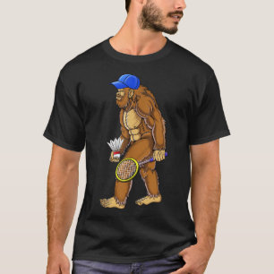 Bigfoot Badminton Shuttle Art Sports  T-Shirt