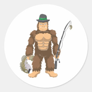 Bigfoot Bass Fishing Sasquatch Fisherman Classic Round Sticker