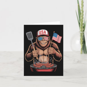 Bigfoot Bbq 4th Of July Funny Patriotic Sasquatch Card