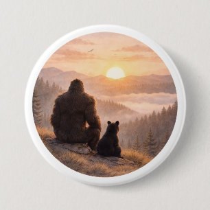 Bigfoot & Bear Cub at Sunset 7.5 Cm Round Badge
