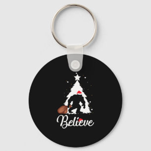 Bigfoot Believe Christmas Shirt Key Ring