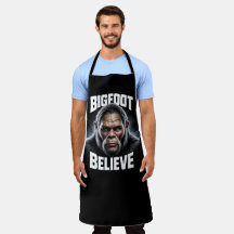 Bigfoot Believe Cryptid Fan BBQ Pit Apron