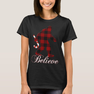 Bigfoot Believe Plaid Matching Family Christmas Pa T-Shirt