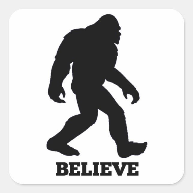 Bigfoot BELIEVE Sasquatch Square Sticker (Front)