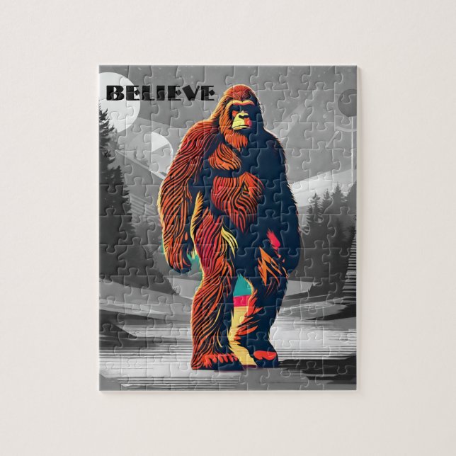 Bigfoot Believer Colourful Sasquatch Motivation Jigsaw Puzzle (Vertical)