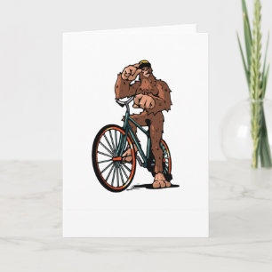 Bigfoot Biking Mountain Bike Mtb Funny Biker Sasqu Card