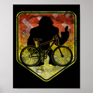 Bigfoot Biking Mountain Bike Mtb Funny Biker Sasqu Poster