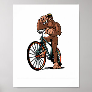 Bigfoot Biking Mountain Bike Mtb Funny Biker Sasqu Poster