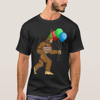 Bigfoot Birthday Cake Balloons Sasquatch Yeti T-Shirt