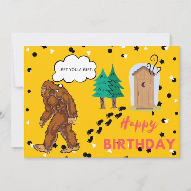 Bigfoot Birthday Funny Gag Flat Greeting Card (Front)