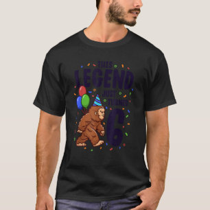 Bigfoot Birthday Party 6 Years Old Sasquatch Theme T-Shirt