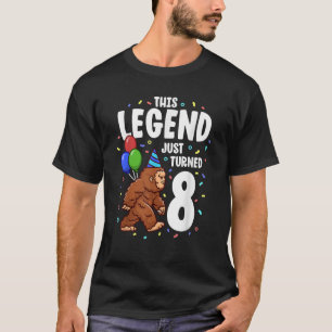 Bigfoot Birthday Party 8 Years Old Sasquatch Theme T-Shirt