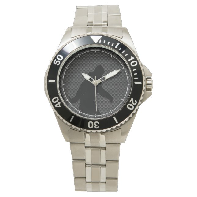 Bigfoot Black Silhouette Carbon Fibre Style Watch (Front)