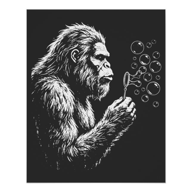 Bigfoot Blowing Soap Bubbles Poster (Front)
