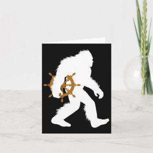 Bigfoot Boat Captain Sasquatch Holding Ship Wheel Card