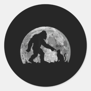 Bigfoot Boop Cat Moon Funny Sasquatch Meme Men Classic Round Sticker