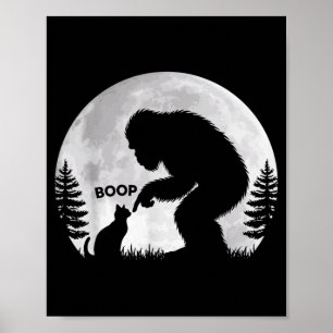 Bigfoot Boop Cat Retro Funny Sasquatch Meme Cat Poster
