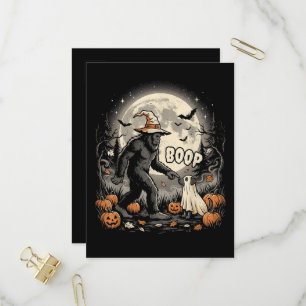 Bigfoot Boop Dog Retro Halloween Sasquatch Invitation Postcard
