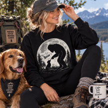 Bigfoot Boop Funny Cryptid Moon Forest Black