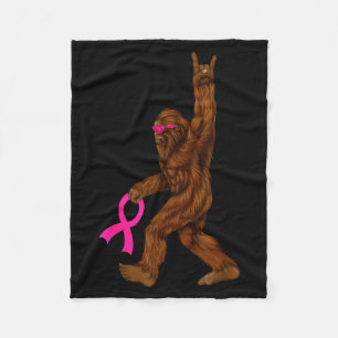 Bigfoot Breast Cancer Funny Sasquatch Nk Ribbon Fleece Blanket