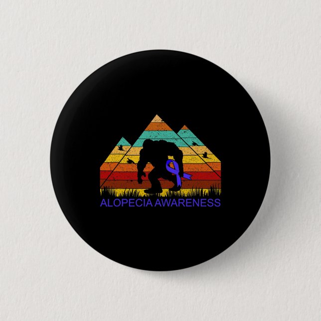 Bigfoot bring ALOPECIA AWARENESS ribbon Fun  6 Cm Round Badge (Front)