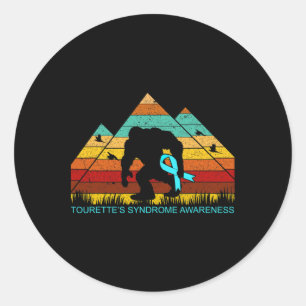 Bigfoot Bring Tourette's Syndrome Ribbon Fun  Classic Round Sticker