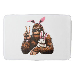 Bigfoot Bunny Funny Easter Day Sasquatch Bath Mat