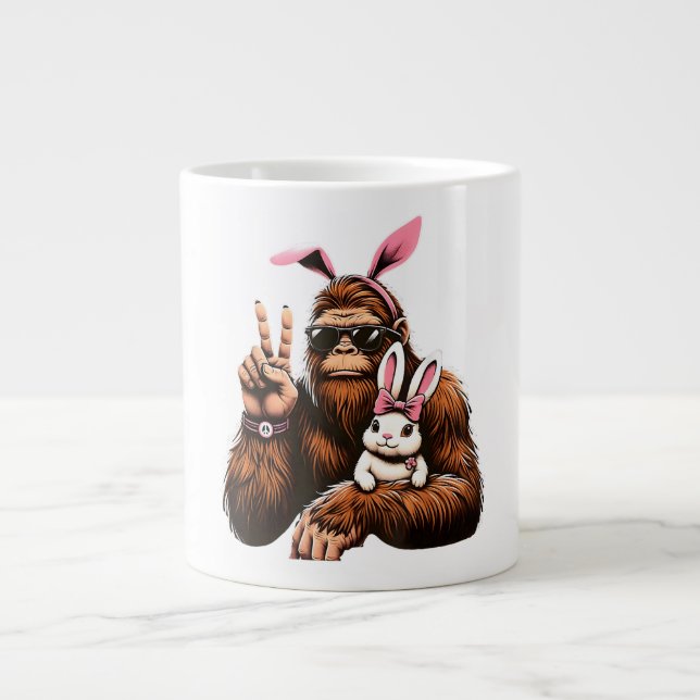 Bigfoot Bunny Funny Easter Day Sasquatch Large Coffee Mug (Front)