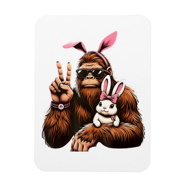 Bigfoot Bunny Funny Easter Day Sasquatch Magnet (Vertical)
