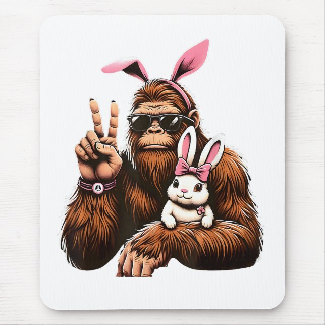 Bigfoot Bunny Funny Easter Day Sasquatch Mouse Pad (Front)
