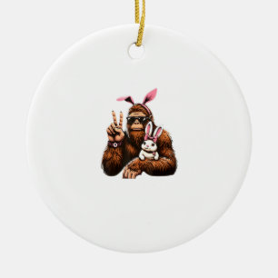 Bigfoot Bunny Funny Easter Day Sasquatch T-Shirt Ceramic Ornament