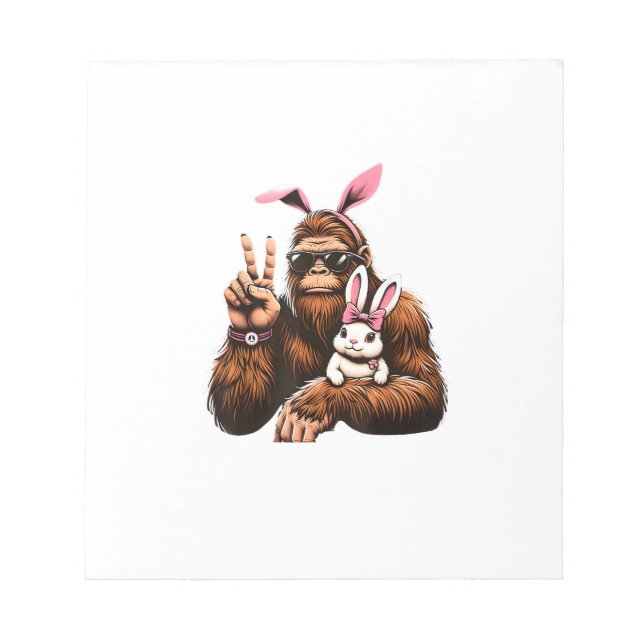 Bigfoot Bunny Funny Easter Day Sasquatch T-Shirt Notepad (Front)
