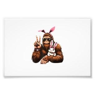 Bigfoot Bunny Funny Easter Day Sasquatch T-Shirt Photo Print
