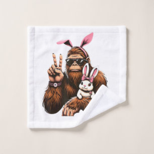 Bigfoot Bunny Funny Easter Day Sasquatch Wash Cloth