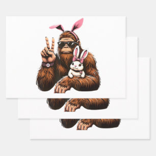 Bigfoot Bunny Funny Easter Day Sasquatch Wrapping Paper Sheet