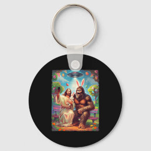 Bigfoot bunny funny easter jesus sasquatch selfie  key ring