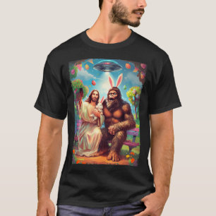 Bigfoot bunny funny easter jesus sasquatch selfie  T-Shirt