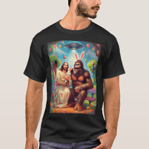 Bigfoot bunny funny easter jesus sasquatch selfie  T-Shirt