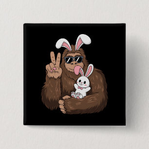 Bigfoot Bunny Rabbit Funny Easter Day Sasquatch 15 Cm Square Badge