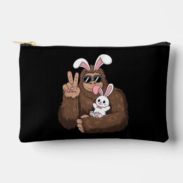 Bigfoot Bunny Rabbit Funny Easter Day Sasquatch Accessory Pouch (Front)
