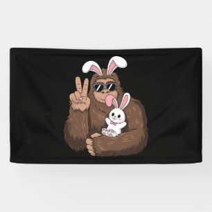 Bigfoot Bunny Rabbit Funny Easter Day Sasquatch Banner