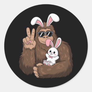 Bigfoot Bunny Rabbit Funny Easter Day Sasquatch Classic Round Sticker