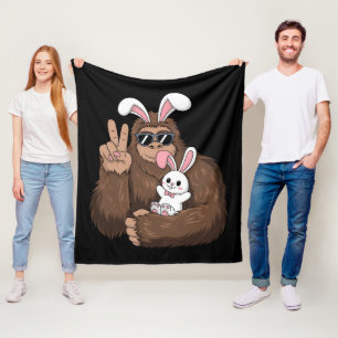 Bigfoot Bunny Rabbit Funny Easter Day Sasquatch Fleece Blanket