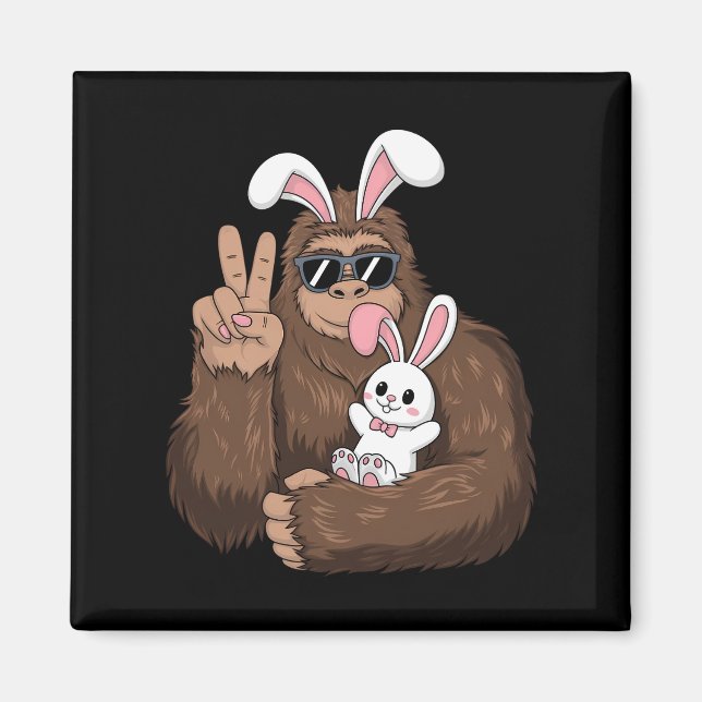 Bigfoot Bunny Rabbit Funny Easter Day Sasquatch Magnet (Front)