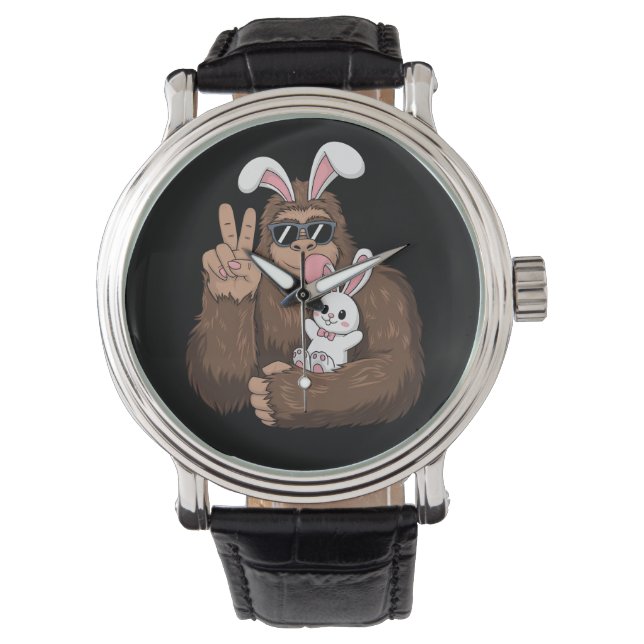 Bigfoot Bunny Rabbit Funny Easter Day Sasquatch Watch (Front)