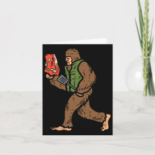 Bigfoot Byrbecue Bbq Sasquatch Meat Grilling Women Card