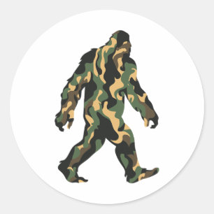Bigfoot Camo Sasquatch Outdoor Camping Men Women H Classic Round Sticker