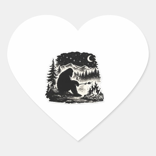 Bigfoot Campfire SUV Easter Egg Decal Heart Sticker (Front)
